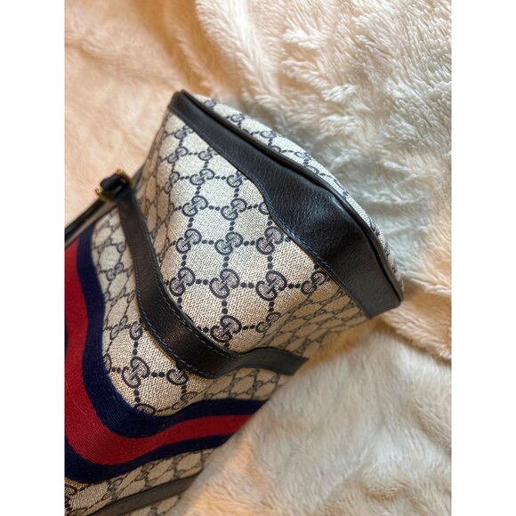 GUCCI GG Supreme Monogram Textured Dollar Calfskin Web Ophidia Boston Bag - Picture 8 of 16